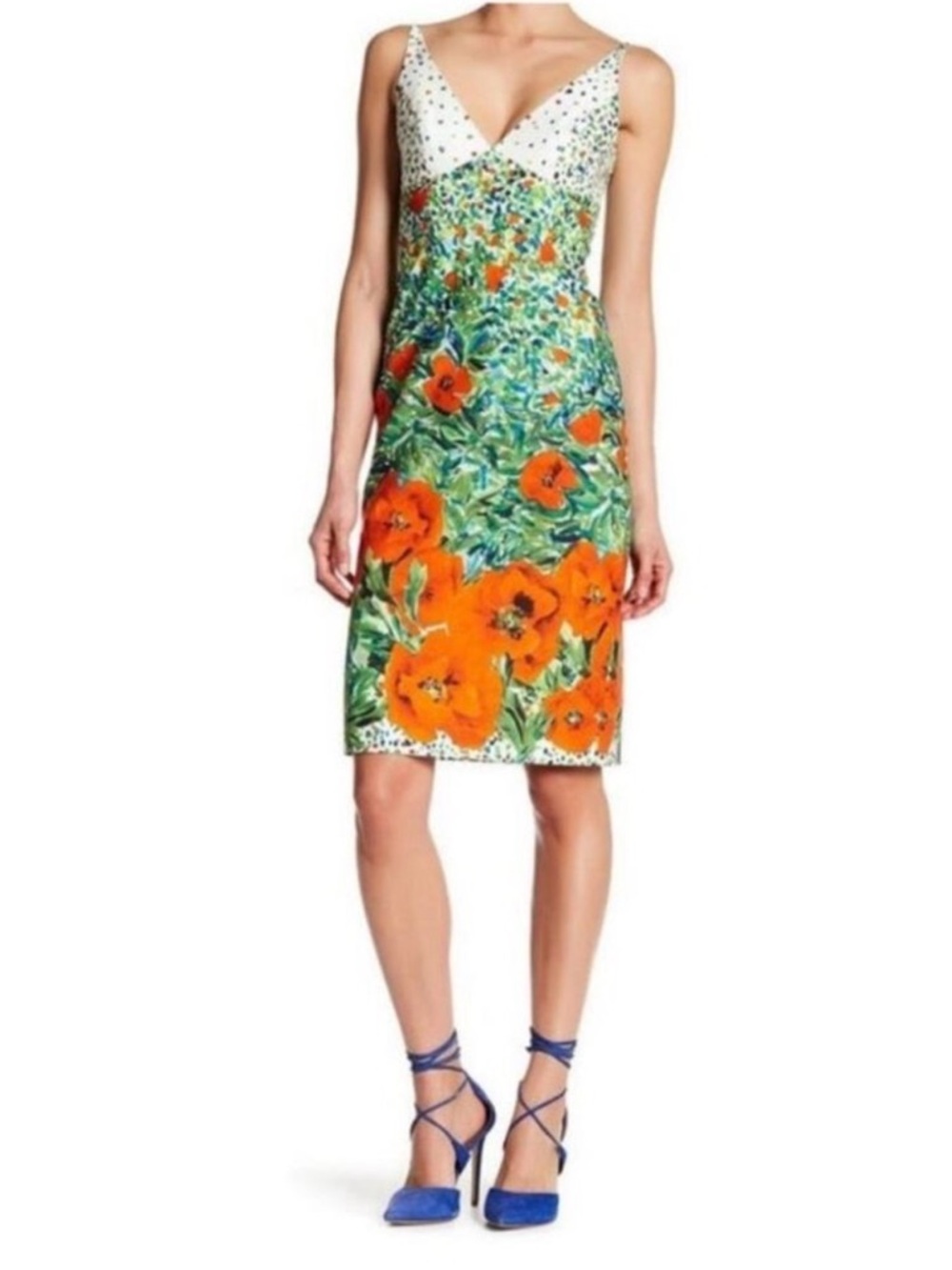 NWT $365 Milly Bloomingdales Liz Dress In Vibrant Poppy prints, Size 10, Medium
